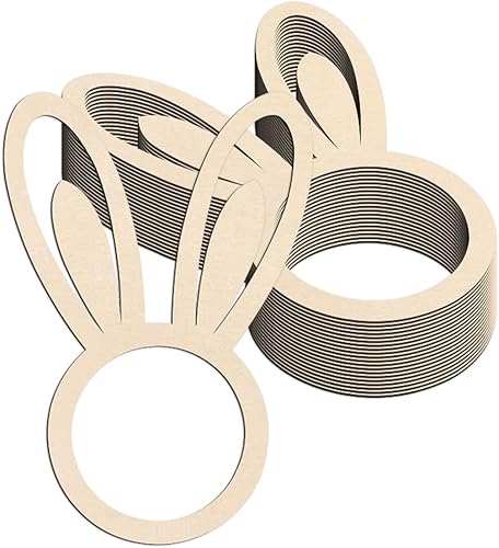 20 servilleteros de madera de Pascua con forma de conejito de madera en forma de oreja, servilleteros con forma de conejo, tarjetas de lugar para