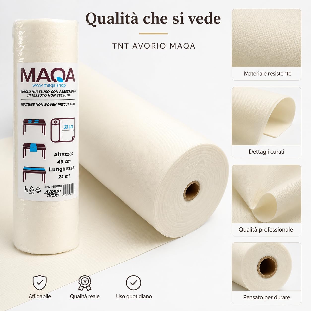 Tovaglia TNT Monouso Pretagliata 0,4x24m Rosso - Copritavolo Tessuto Non Tessuto per Feste Cerimonie Catering