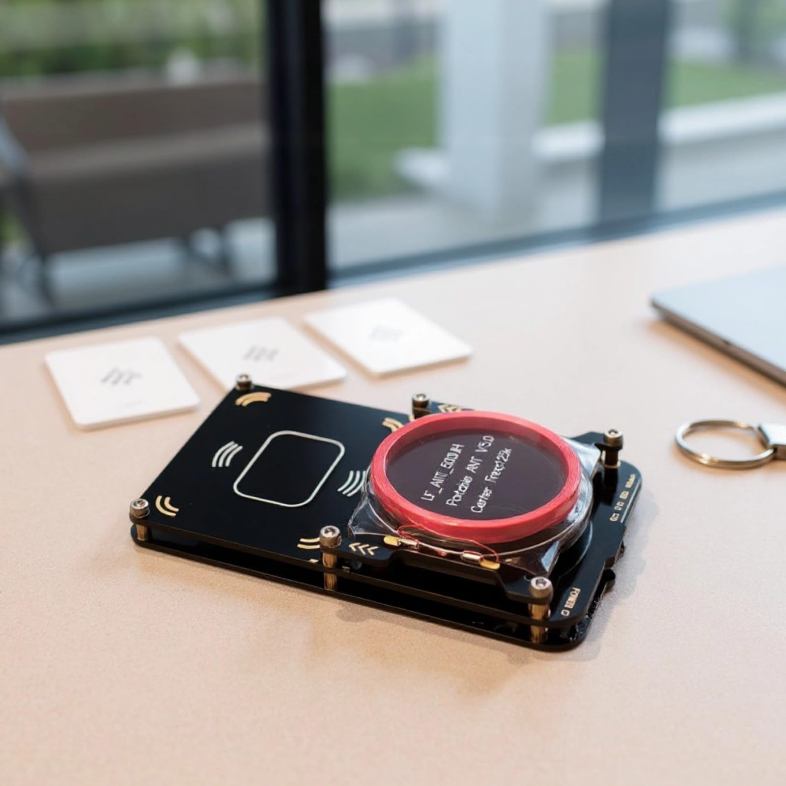 RFID-Lese- und Schreibgerät mit Sektorenverschlüsselung, Datenkabel, 4 weißen Karten, Schlüsselanhänger, 125 k Mittelfrequenz, 500 UH LF-Antenne, ID-IC-Karte für Zutrittskontrolle und Aufzug
