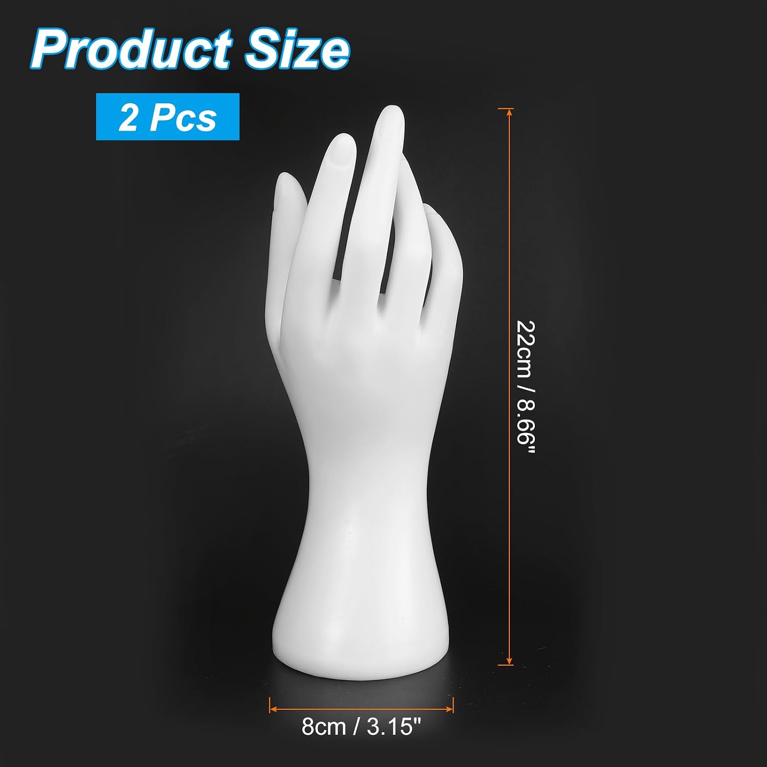 PATIKIL 2pcs Hand Ring Holder, Hand Jewelry Holder Ring Display Stand Jewelry Display Bracelet Display Heavy Sturdy Base for Room Decorative, White