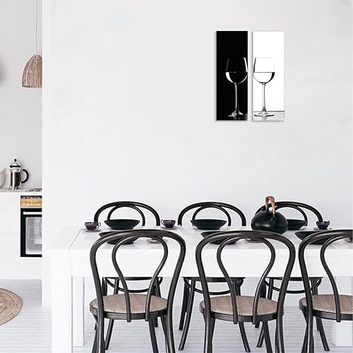 Miniatura 7 de Arte de pared de cocina, cuadros de copa de vino, decoración de pared en blanco y negro para sala de estar, comedor, bar, obras de arte