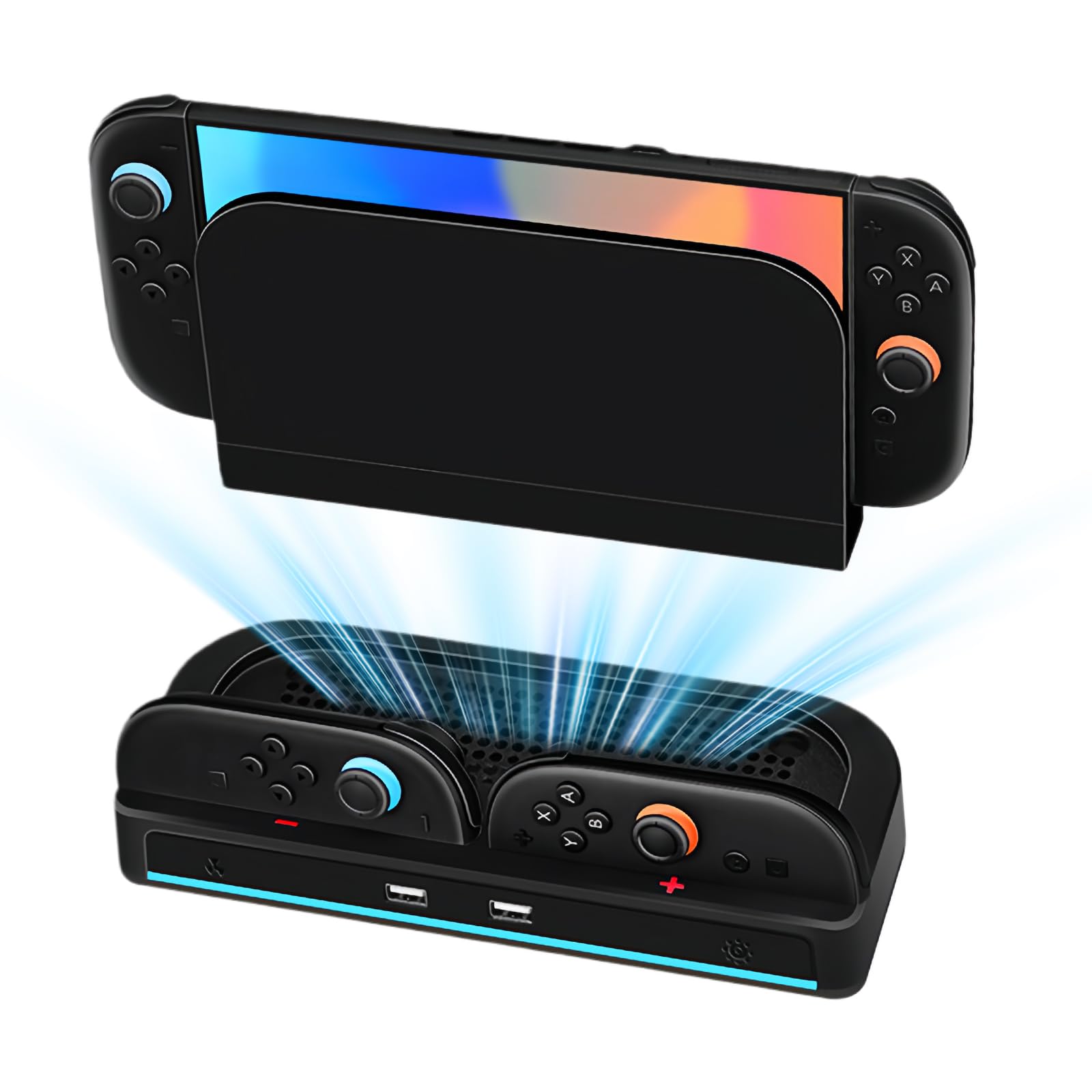 Switch 2用 冷却ファン AriKroii【2026年新登場-冷却充電2in1】Switch 2用ジョイコン用冷却充電スタンド スイッチ2用 コントローラー充電器 スイッチ 2用 冷却ファン 全部収納可能 三段階風速 調整可能 RGBライト付き 静音 熱対策 多機能 スイッチ2用ドック 周辺機器