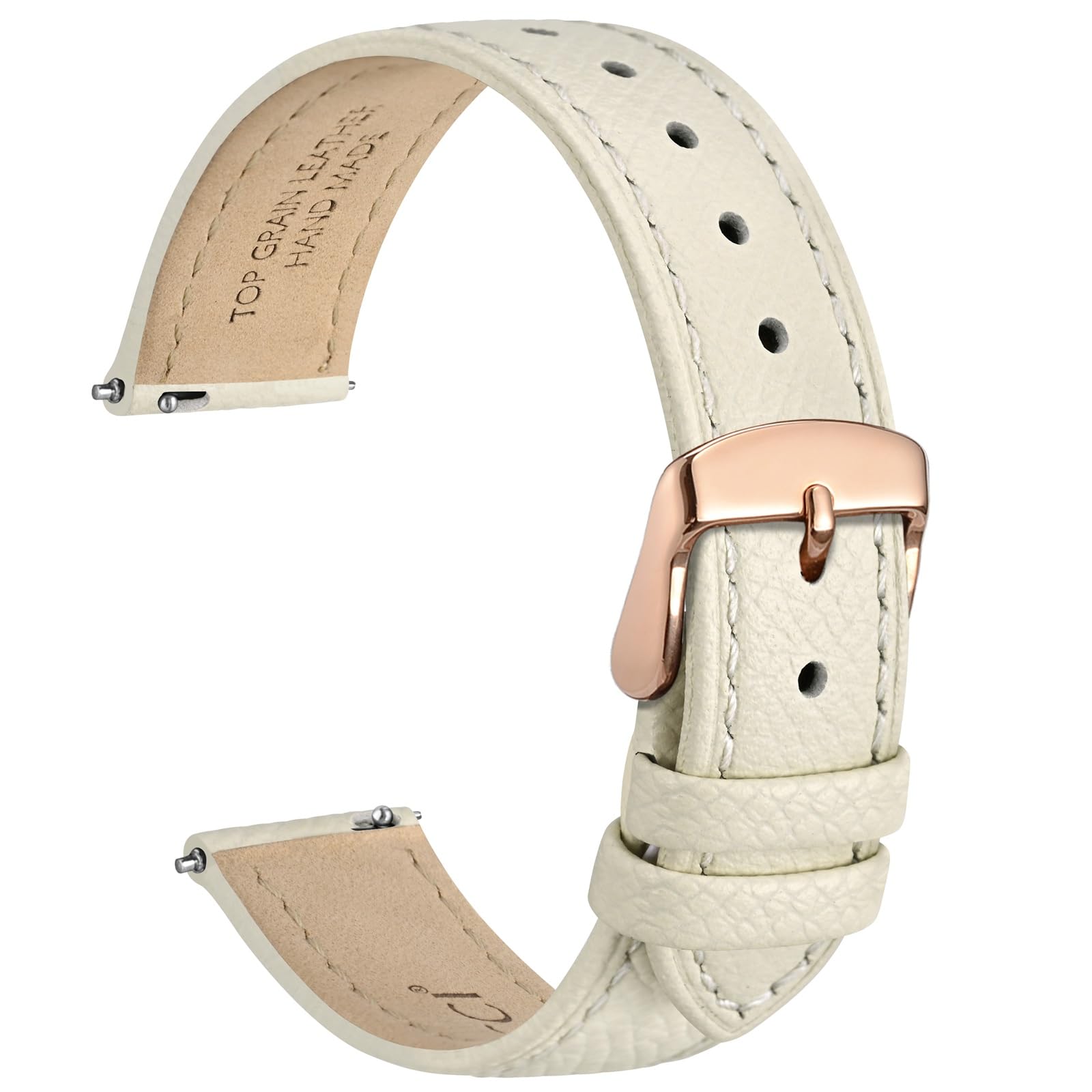 WOCCI Grace Watch Strap, Top Grain Leather, Quick Release Replacement Bands, Stainless Steel Buckle, Band Width 12mm 14mm 16mm 18mm 20mm — view 24