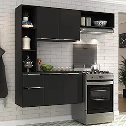 Cozinha Compacta Completa com Armário e Balcão Sofia Mp2001 Preta – Multimóveis, Design Moderno e Espaçoso