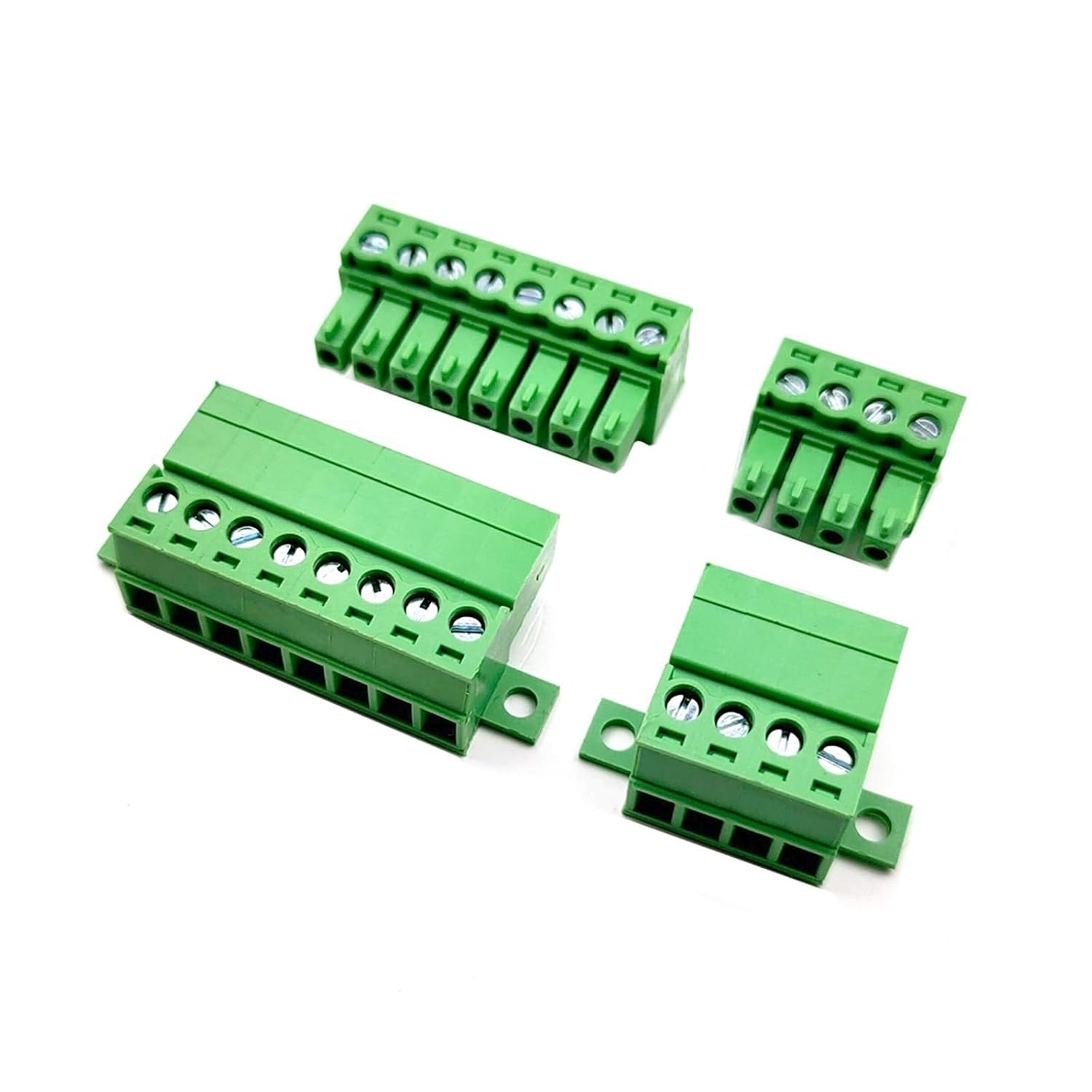 5 Pairs 15EDG 3.81mm Screw Terminal Block Connector Solderless Docking Type PCB Plug-in Green with Fixed Holes(4P)