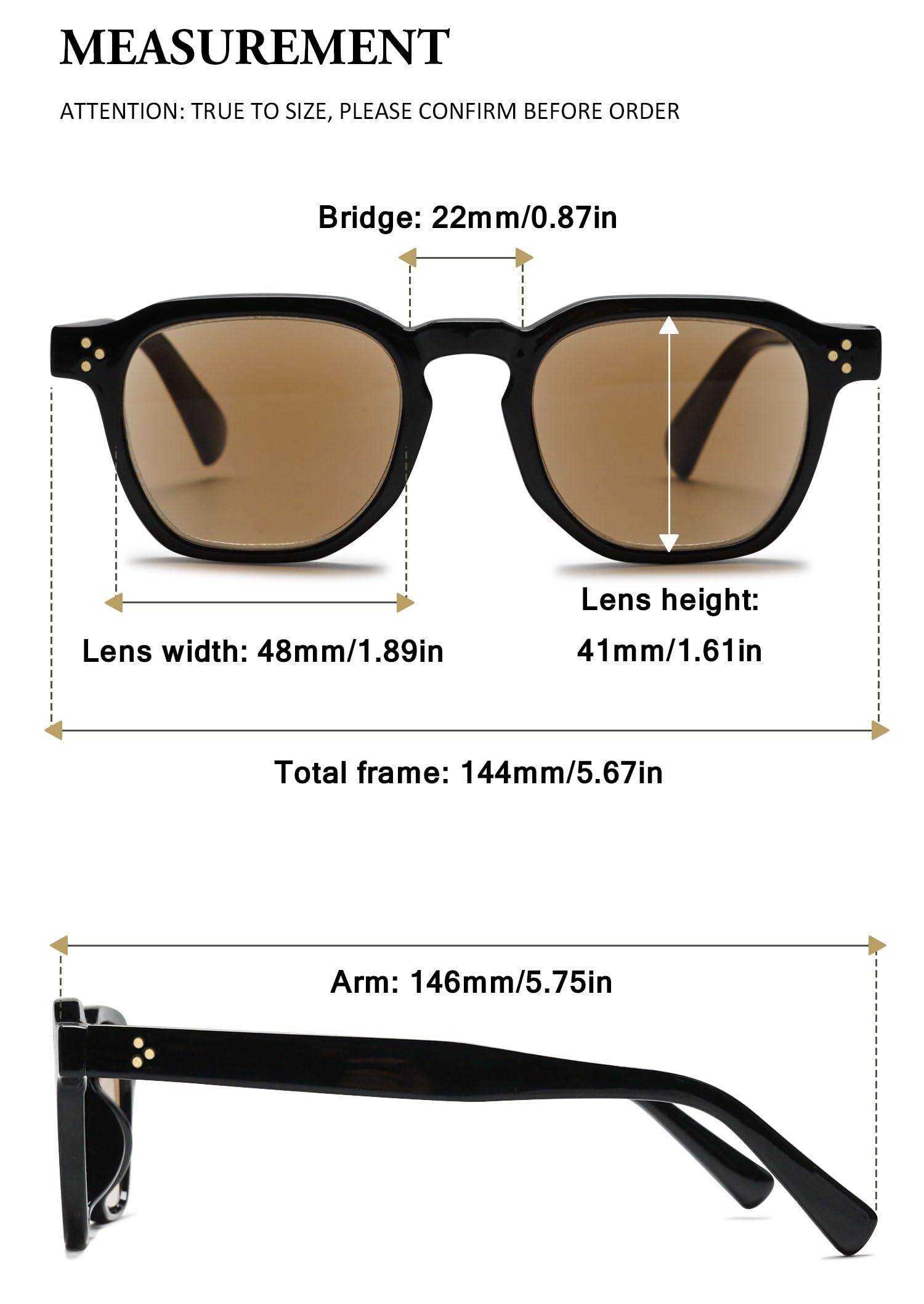 VEVESMUNDO Sonnenlesebrille Lesebrille Damen Herren Quadratisch Getönt Sehhilfe Sonnenbrille mit sehstärke +1.0,+1.5,+2.0,+2.5,+3.0,+3.5,+4.0