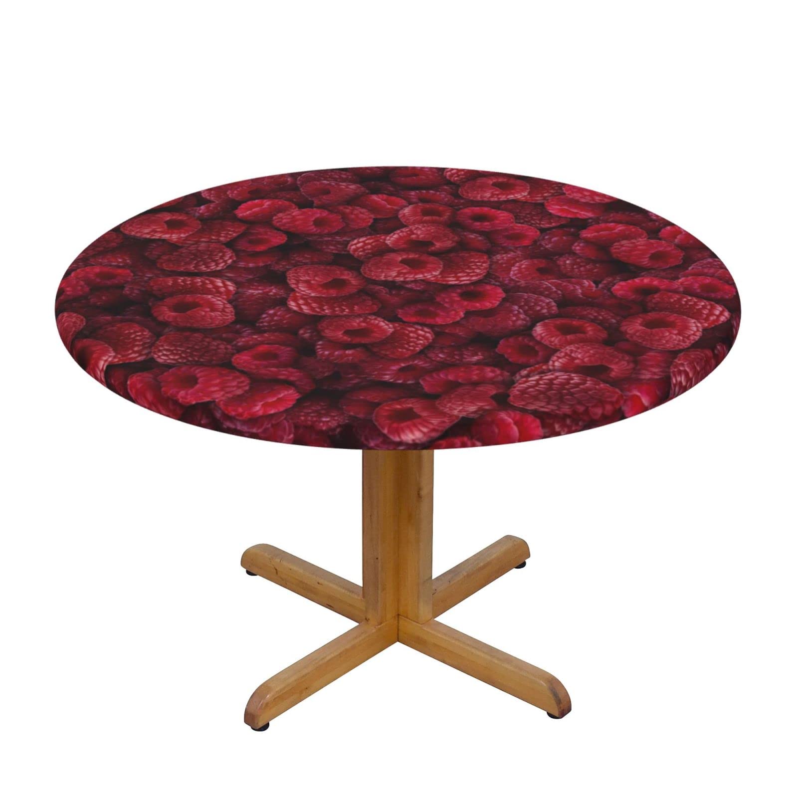 Lsjuee Round Fitted Tablecloth 40-44in Elastic Edged Table Cloth for Kitchen Dining Party Home Decor - Raspberry Red