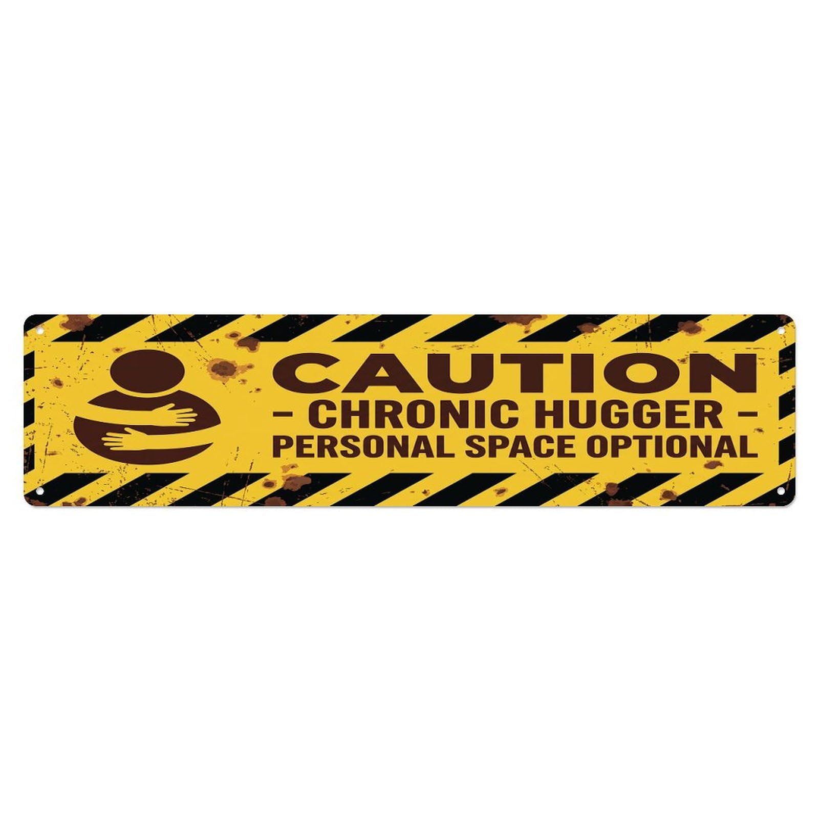 Olhnbad 4X16inch(10X40cm) Vintage Funny Caution Chronic Hugger Warning Metal Tin Sign