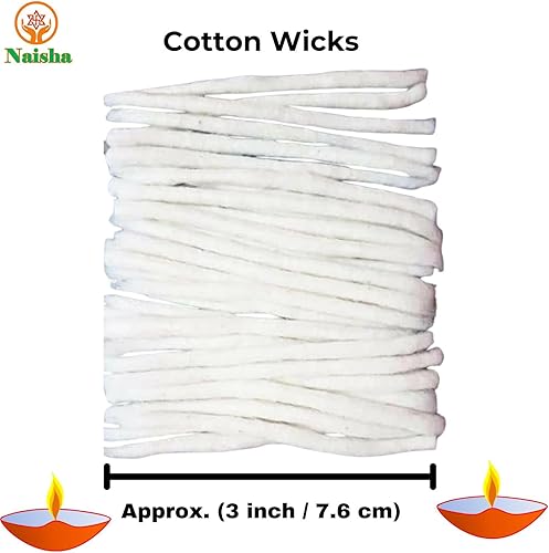 Miniatura 9 de Naisha Mechas de algodón trenzado hechas a mano (500 Pc) Bati largas para lámpara de aceite Diya Jyot Batti Luz en templolámparas de