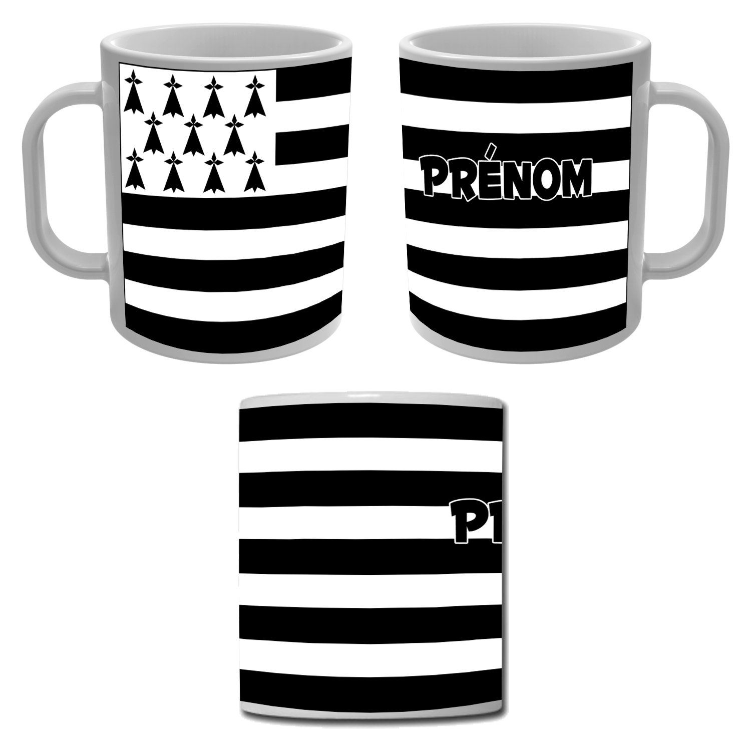 Chope Bretonne Personnalisée Avec Prénom - Faïence Traditionnelle, Décor Couple Bigouden, 200 Ml - Idée Cadeau Originale