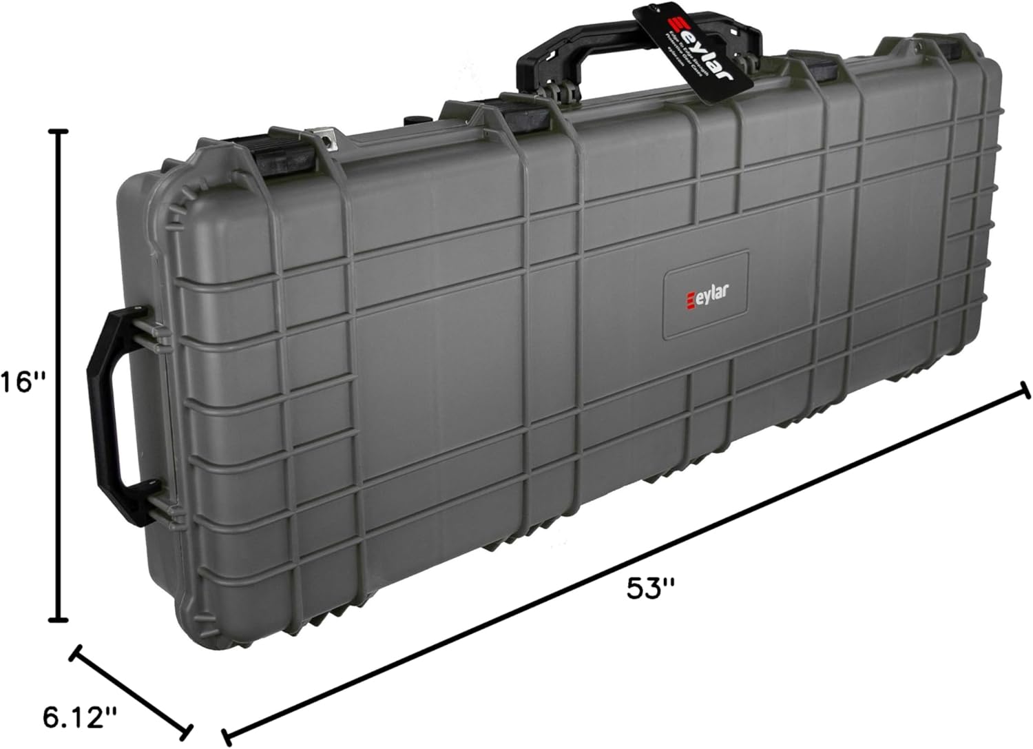 Eylar 53" Inch Protective Roller Rifle Hard Case with Foam, Waterproof & Crushproof, Two Rifles Or Multiple Guns, Pressure Valve with Lockable Fittings Gray