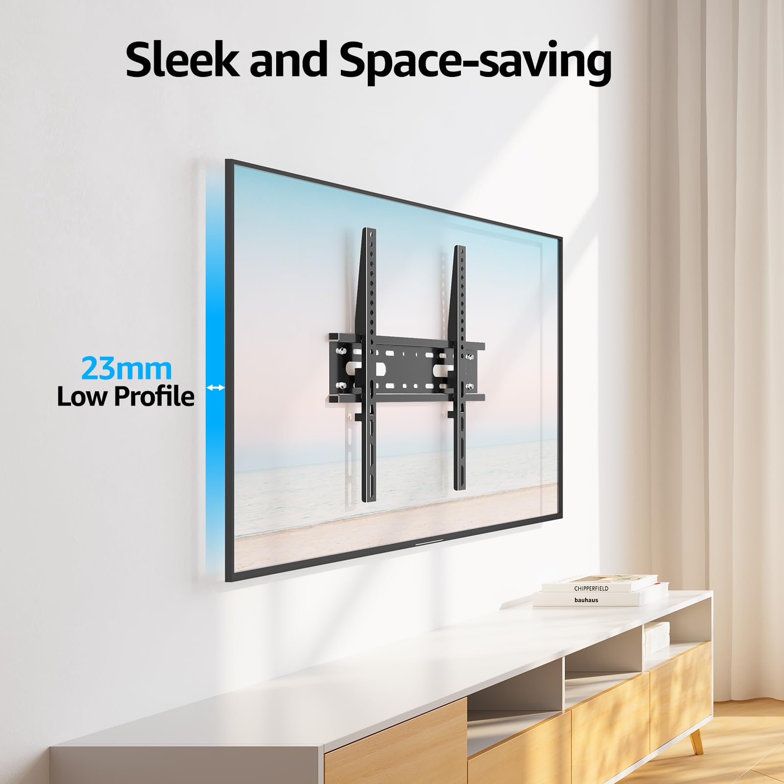 MOUNTUP Ultra Slim TV Wall Bracket for 26-60 inch Flat&Curved TV, Low Profile Wall Mount 23mm from Wall up to 45 KG, with Max VESA 400X400mm, EU0082-F — view 3