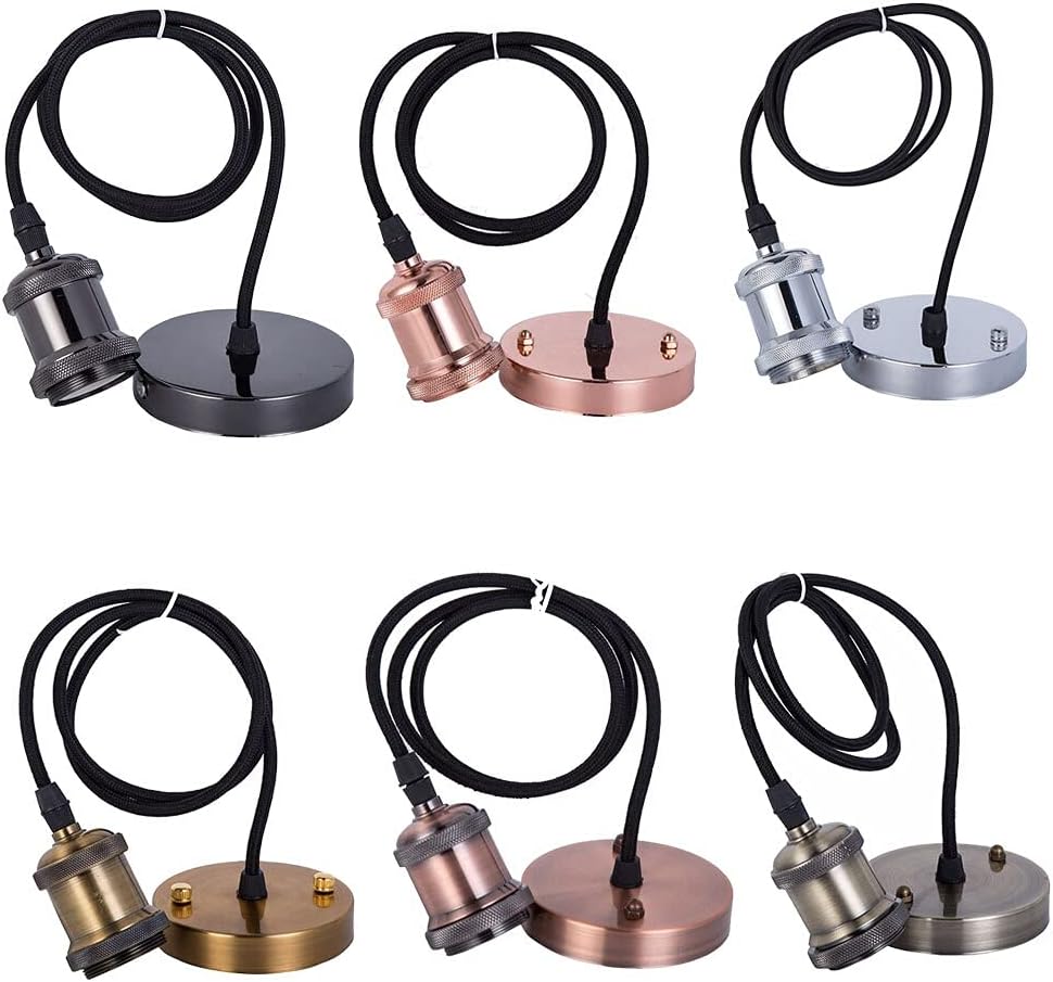 Lamp Covers Cupper Vintage E26 E27Lamp Holder Retro Pendant Light Socket Bulb Light Screw Socket Base 6 Colors - (Body Color: Silver)