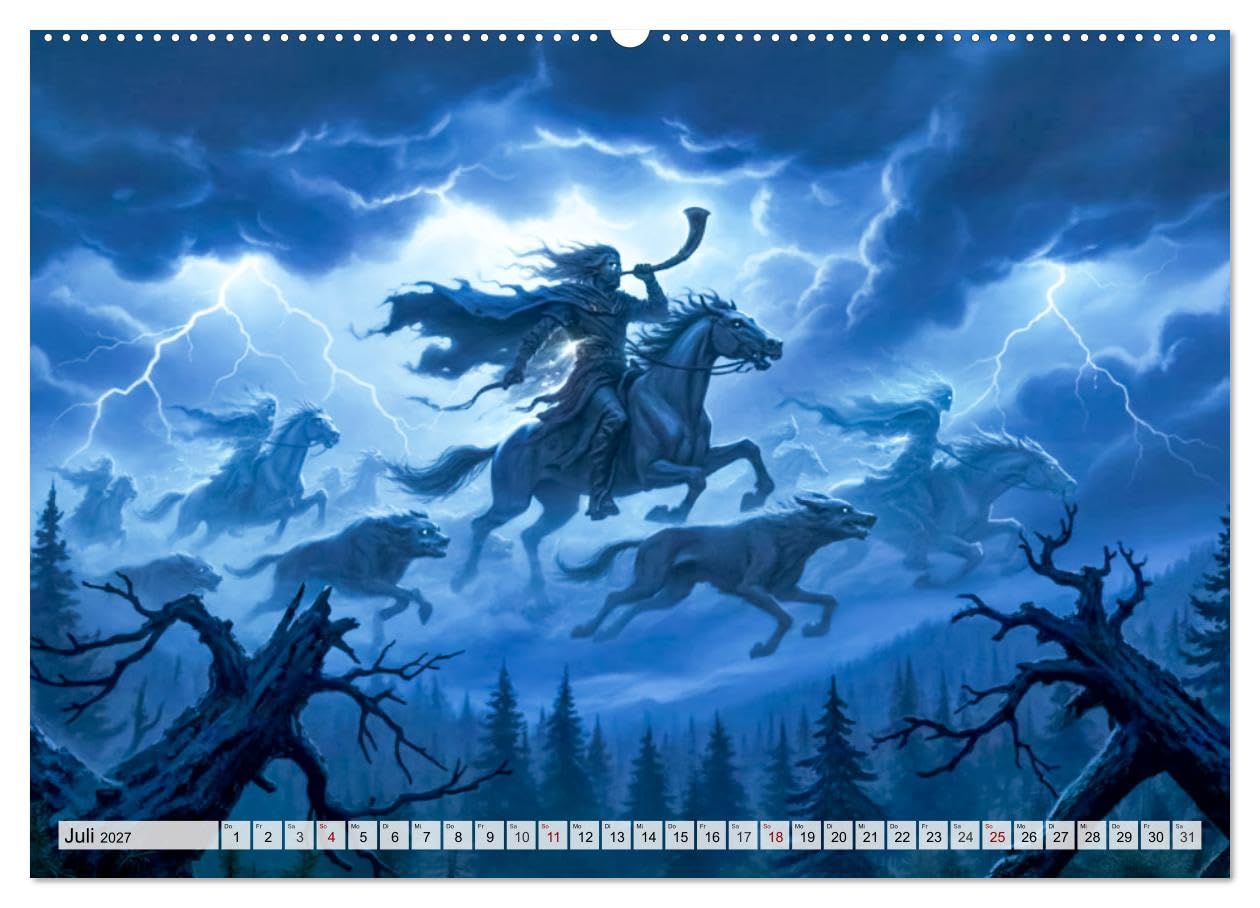 Deutsche Sagen - Helden, Dämonen, Mythen (hochwertiger Premium Wandkalender 2027 DIN A2 quer), Kunstdruck in Hochglanz: Epische Illustrationen ... und voller Legenden. (CALVENDO Kunst)