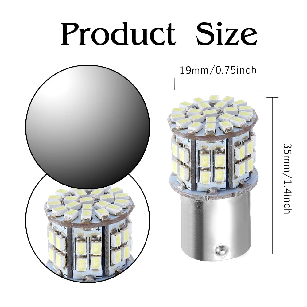 OtpOutopa 1157 BAY15D 7528 1016 1034 LED Bulbs White Super Bright 50-SMD 1206 6500K Replacement for Car Interior RV Camper Trailer Boat Trunk Interior Lights (10PCS)