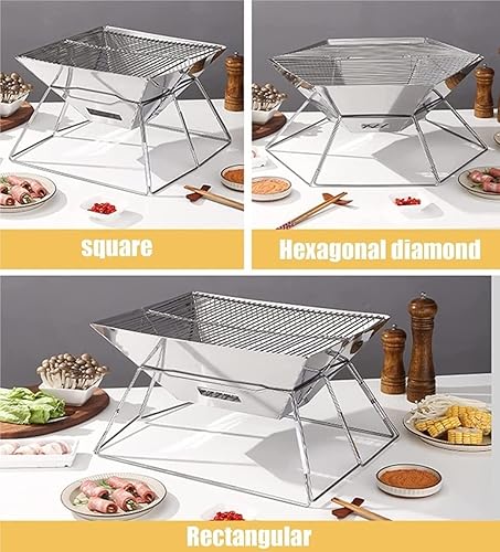 Miniatura 3 de Parrilla de carbón portátil para barbacoa al aire libre, parrilla de barbacoa de acero inoxidable, plegable, para camping, picnic, parrilla de