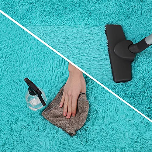 Kelarea Super Soft Shaggy Rug Fluffy Bedroom Carpets, 3x5 Feet Teal Blue, Modern Indoor Fuzzy Plush Area Rugs for Living Room Dorm Home Decorative Kids Girls Children's Floor Rugs - Thumbnail 7
