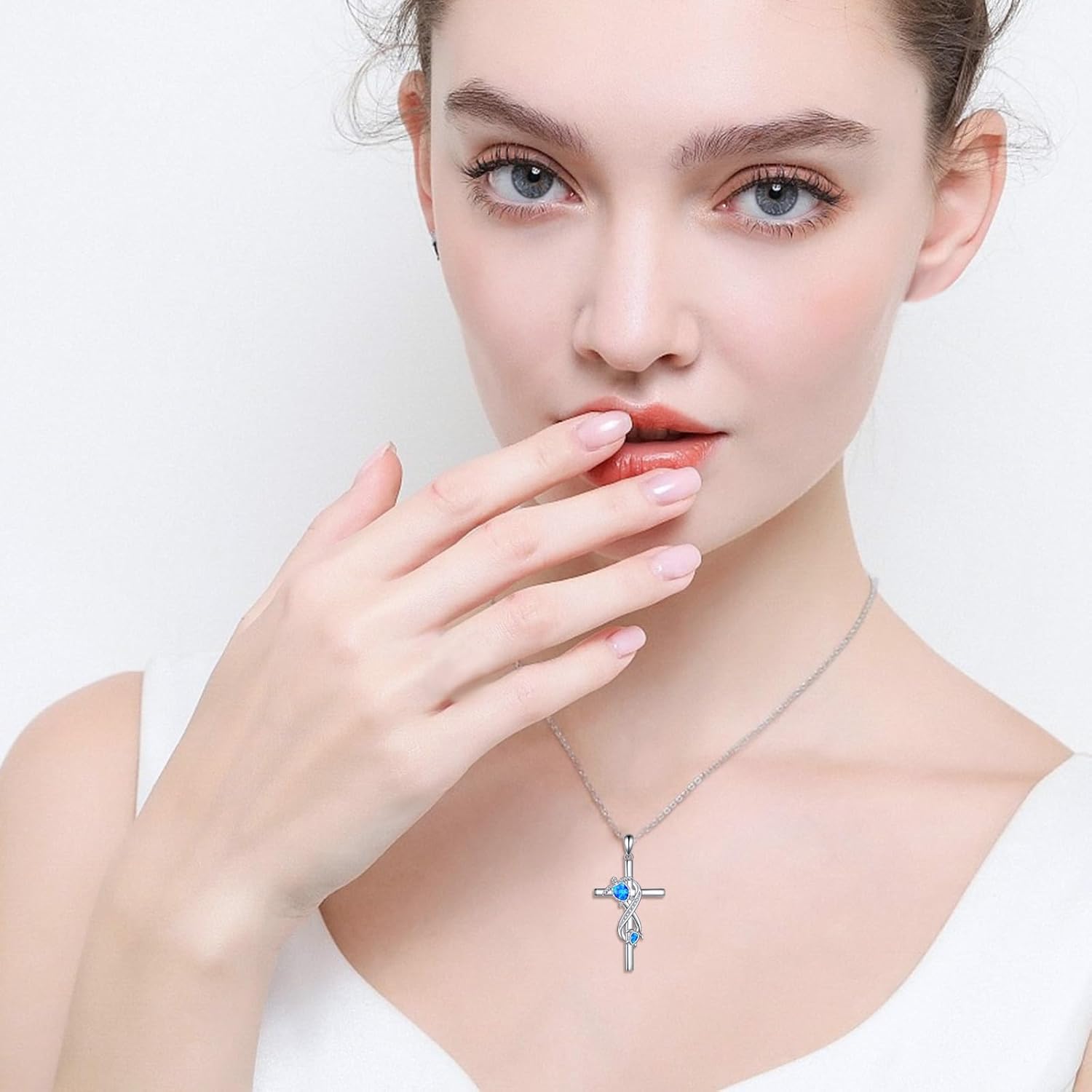 POPLYKE Sunflower/Ladybug/Bee/Dragonfly/Turtle Cross Necklace for Women 925 Sterling Silver Ststhoscope Cross Necklace Pendant Jewelry for Women - Image 6