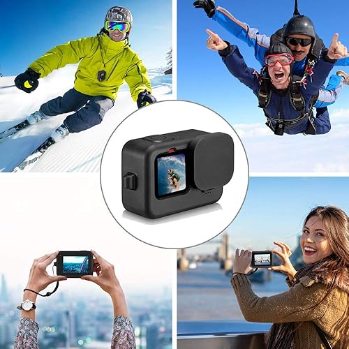 Miniatura 7 de Taisioner Funda protectora de silicona para GoPro Hero 11 Hero 10 Hero 9 Funda negra con cordón y accesorios para cubierta de lente
