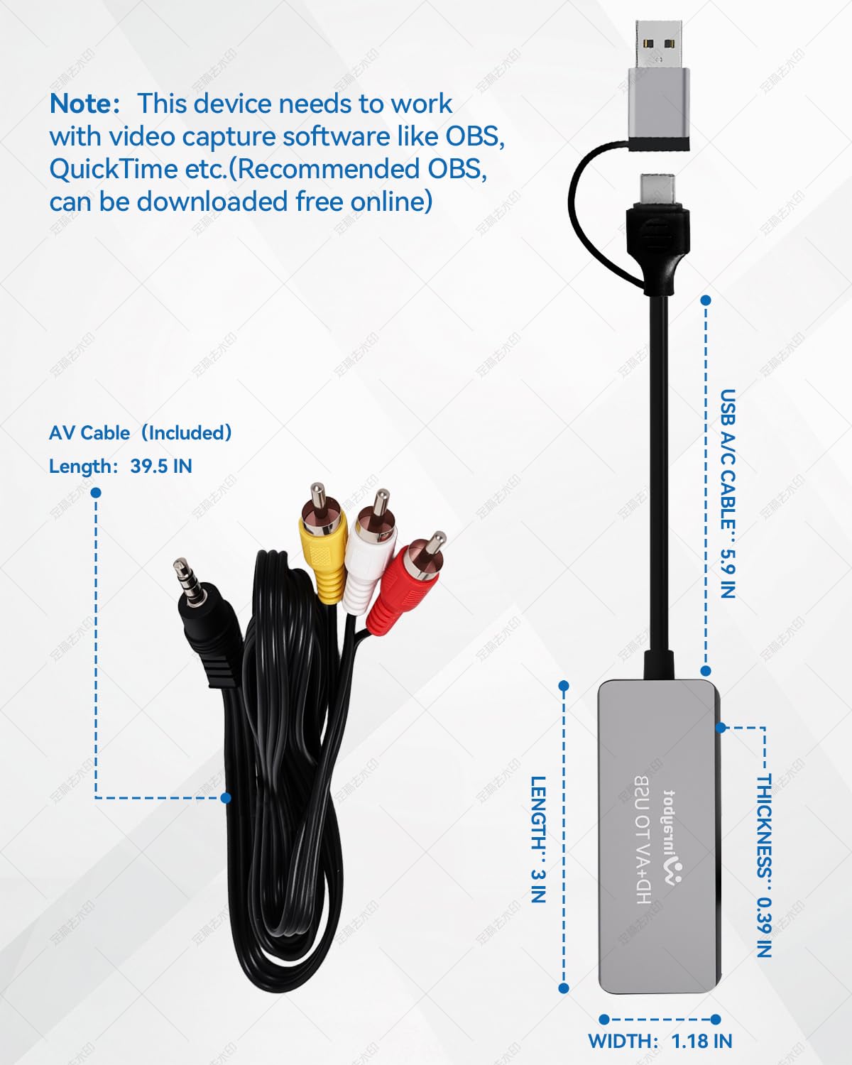 Convertitore da VHS a digitale, scheda di acquisizione video per VHS/DVD/HI9/AV/Wii, convertitore da RCA a USB, adattatore da analogico a digitale per salvare vecchi ricordi RCA/S-Video/ingresso HDMI