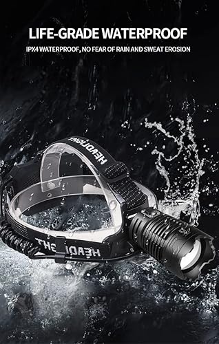 Miniatura 5 de Linterna frontal de alta luminosidad recargable por USB, superbrillante, lámpara de cabeza impermeable de nivel IPX6 con 4 modos, linterna de cabeza