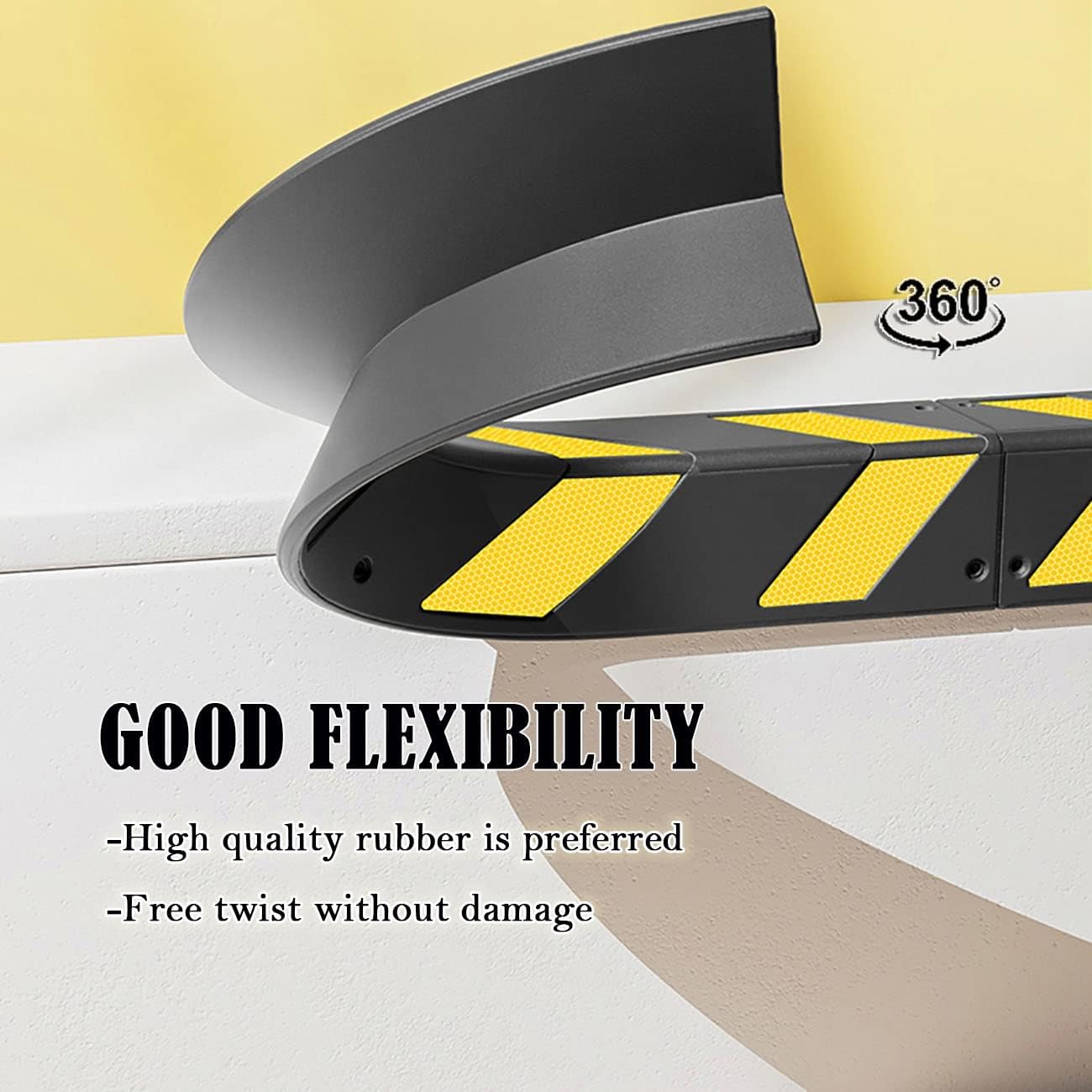 Garage Wall Protector, Wall Edge Safety Bumpers for Garage, Wall Corner Edge Guard for Car Front Bumper, Reflective Wall Bumper Guards for Parking Rubber Reflective Strip Bumpers Pole, 1cm/0.39in (Si