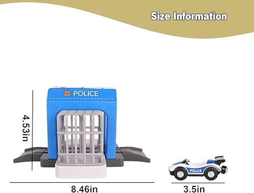 Miniatura 4 de Juego de juguetes de estación de policía, juego de tren de construcción de escenas de policía de la ciudad compatible con todas las vías de tren de