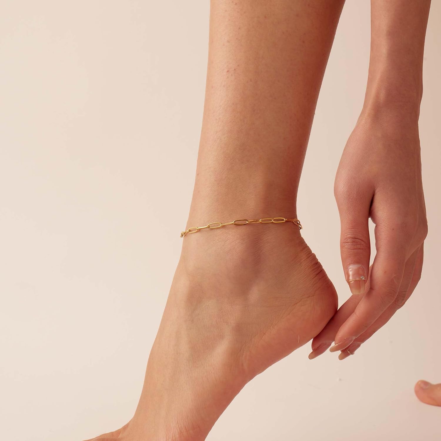 Dainty Ankle Bracelets for Women 18K Gold Plated Satellite Beaded Herringbone Lip Chain Anklets Simple Minimalist Summer Beach Foot Jewelry Christmas Gifts - Image 3