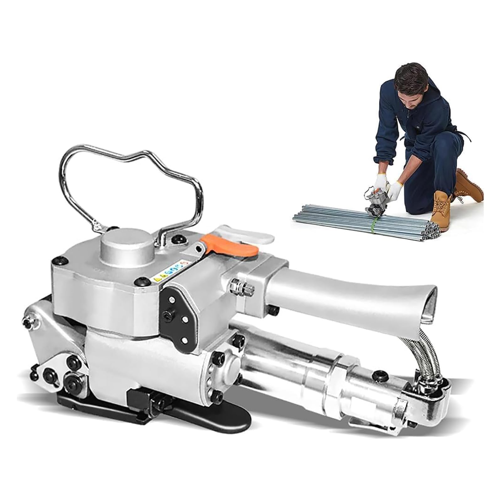 Presse pneumatique portable pour cerclage et bandage PET de 13 à 19 mm