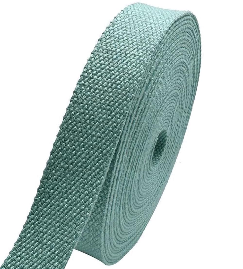 1 Inch Webbing Strap – Heavy Duty Polyester Cotton-Like Tape, 5.5–6 Yards, Eco-Friendly Dye, Washable & Durable for DIY, Sewing, Tote Bags, Pet Leashes, Outdoor Gear (Eucalyptus Green)