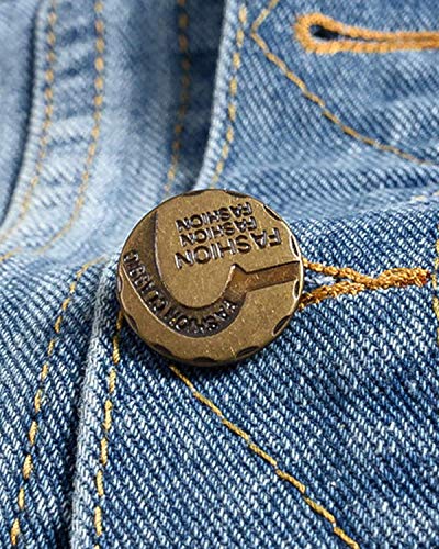 Pishon Men's Sleeveless Denim Vest Casual Slim Fit Ripped Classic Button Down Jean Jacket,Light Blue,Medium #TOP5