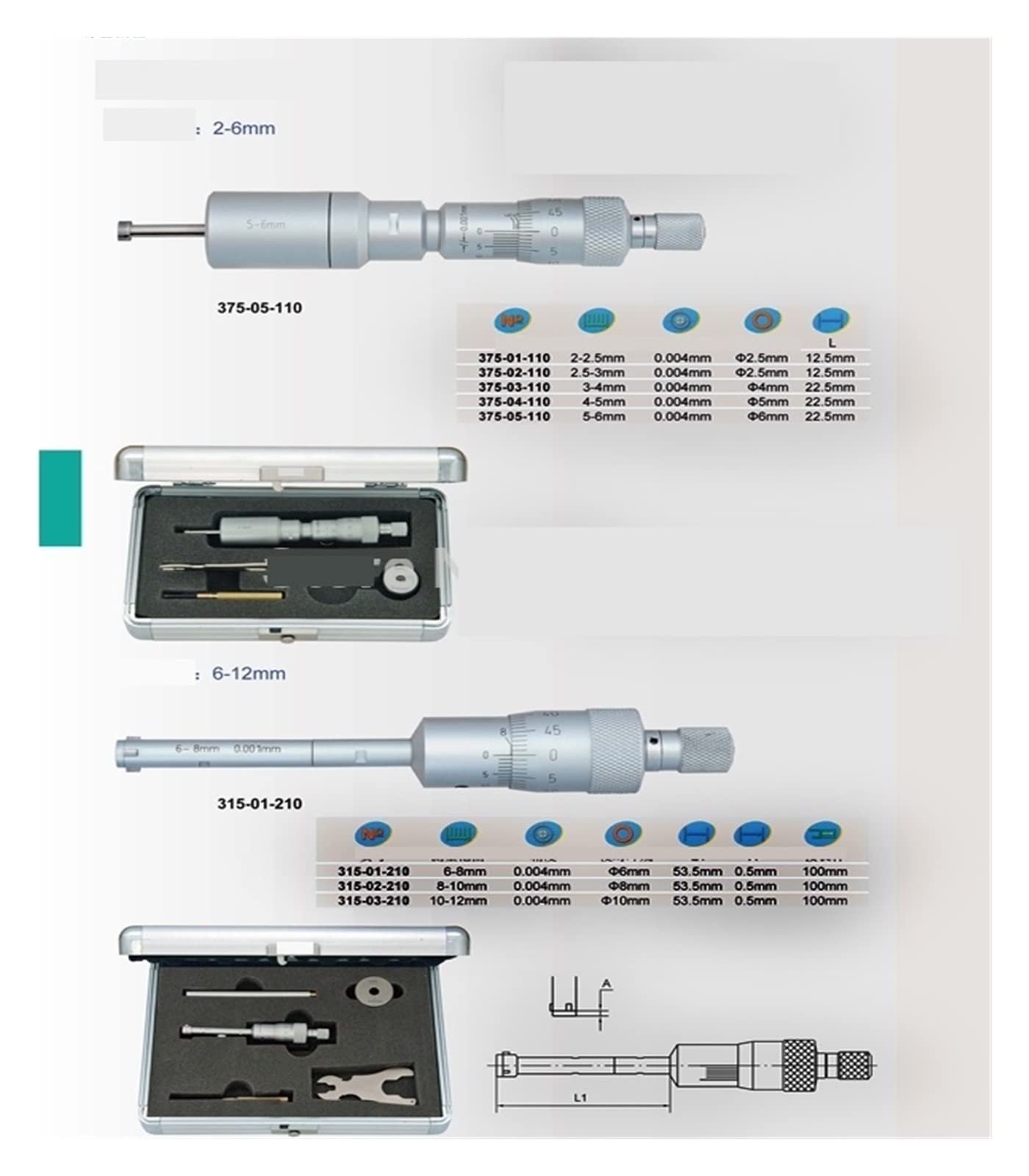 Amazon.co.jp: 三点内径マイクロメータ 0.004mm 三点内径マイクロ