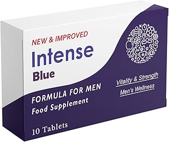 Intense Blue 10 Tablets - Herbal Supplement for Men - Men's Health Support - Korean Ginseng, Tribulus Terrestris - Made in The UK