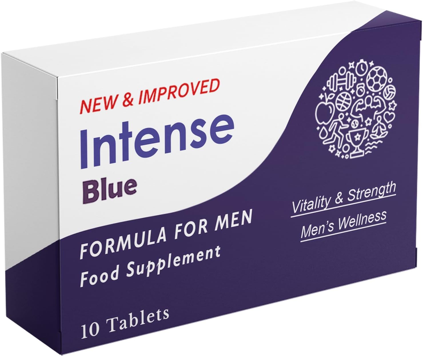 Erexon - Intense Blue 10 Tablets - Herbal Supplement for Men - Men's Health Support - Korean Ginseng, Tribulus Terrestris - Made in The UK