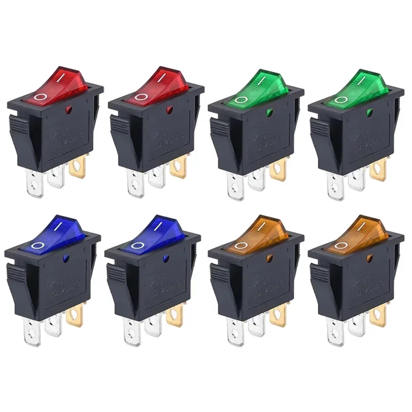 Interruptor balancin KCD3 para paneles de barcos y proyectos de bricolaje electrico, 8 uds 7