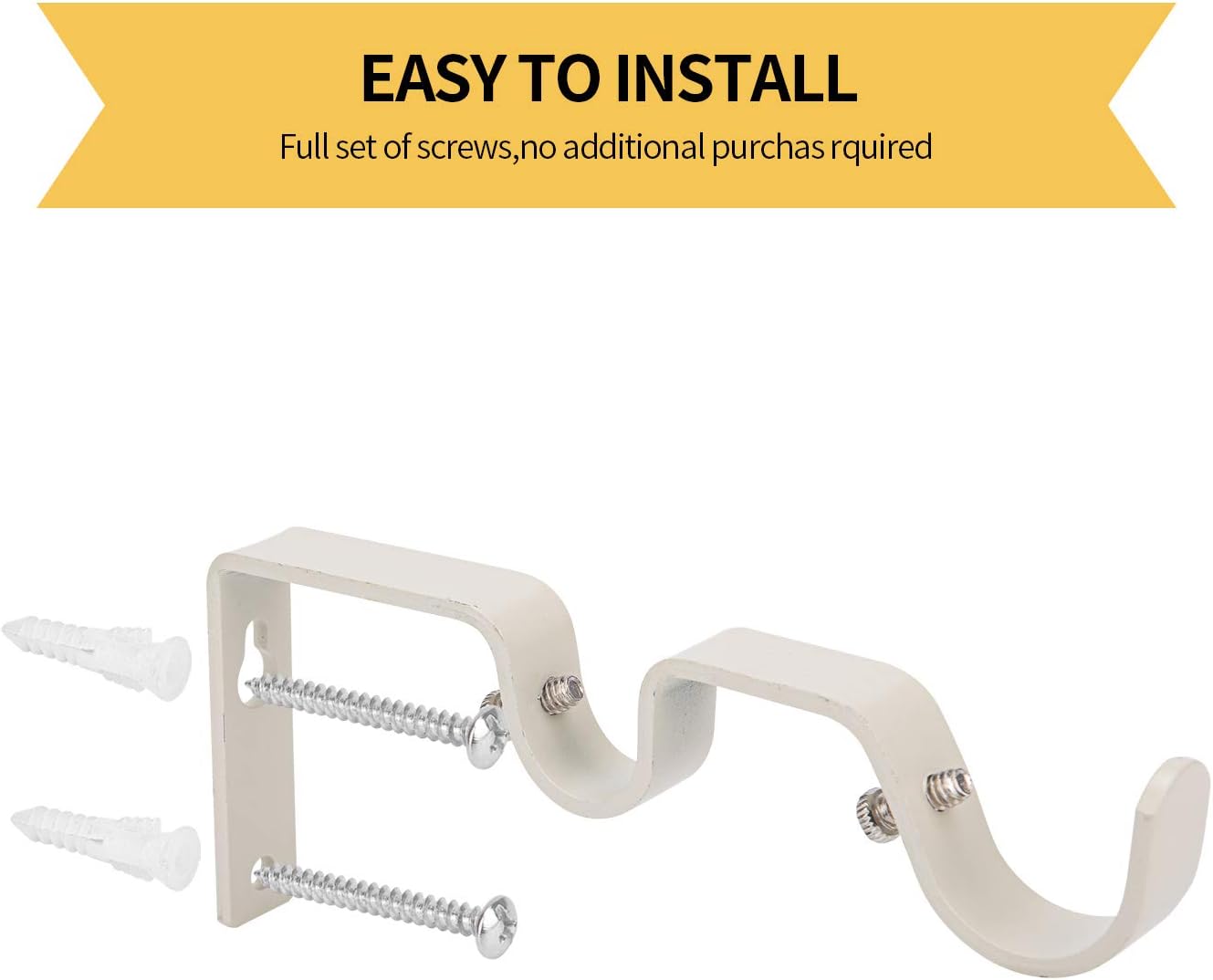 Ycolnaefllr Set of 3 Weathered White Double Rod Holders Double Curtain Rod Brackets Heavy Duty Double Curtain Rod Hanging Brackets for 1 and 0.7 -Inch Rod