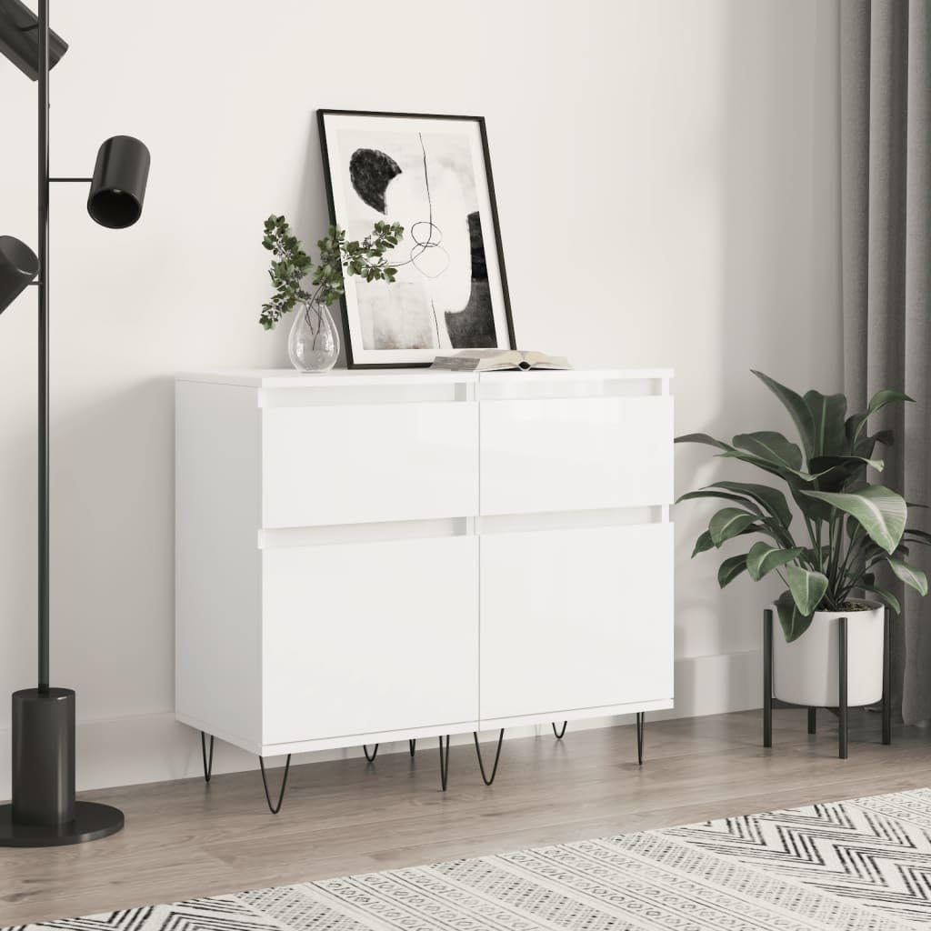 Zestaw 2 komody o wysokim połysku, 40 x 35 x 70 cm, materiał drewnopochodny, nowoczesna komoda z miejscem do przechowywania do salonu, kuchni, korytarza, uniwersalna szafka do przechowywania