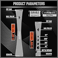 Vista 2 de HORUSDY Juego de 2 barras de palanca raspadoras, barras de palanca planas de acero inoxidable con función de destornillador hexagonal, extractor