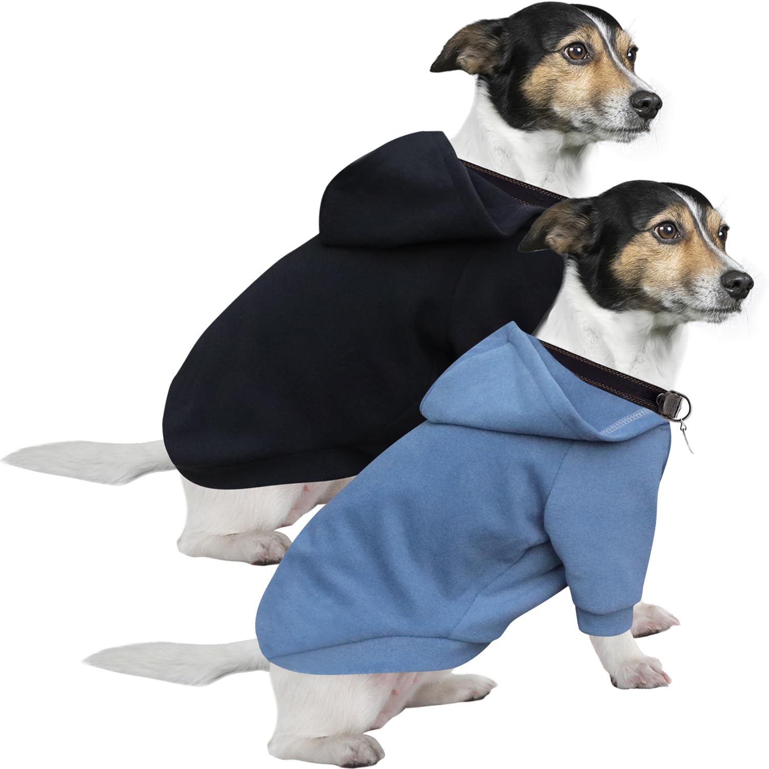 Sweat Capuche Chien, Pull Petite Taille, Chaud et Léger, Tissu Super Doux, Elastique Facile à Porter, Couleurs Vives (XXL, Noir+Bleu Brume)