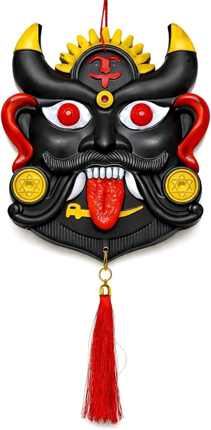 Evil Eye Wall Hanging Nazar Battu, Hand-Painted Drishti Bommai Door Decoration, Multicolor Protective Charm for Home Entrance, Office, Shop, Gate, Large