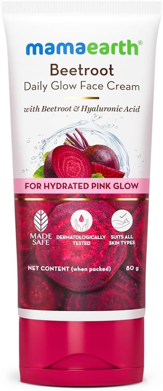 Beetroot Daily Glow Face Cream With Beetroot & Hyaluronic Acid - 80 g | Gives Hydrated Pink Glow | Gives Instant Brightening Effect | Lightweight & Non-Greasy | Natural Glow | For All Skin Types