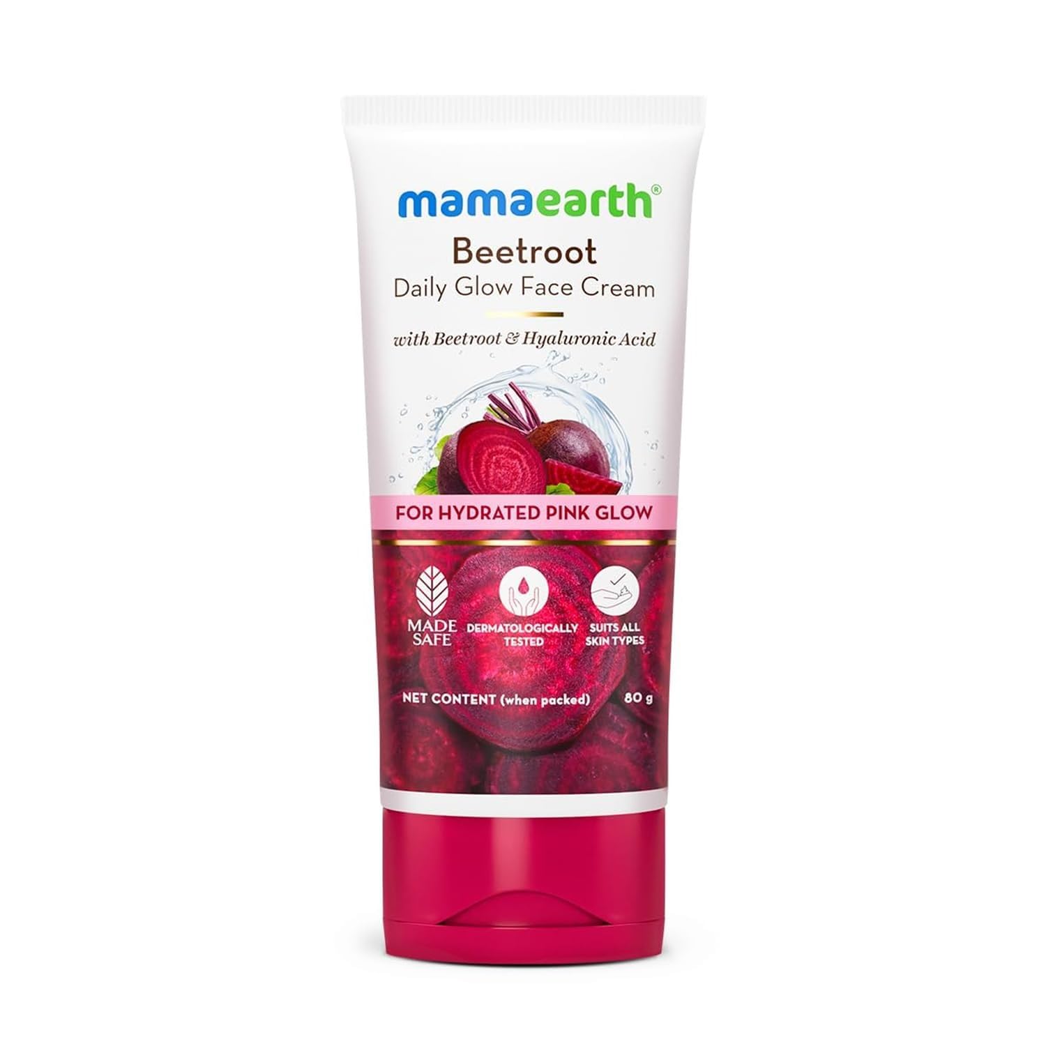 Mamaearth Beetroot Daily Glow Face Cream With Beetroot & Hyaluronic Acid - 80 g | Gives Hydrated Pink Glow | Gives Instant Brightening Effect | Lightweight & Non-Greasy | Natural Glow | For All Skin Types