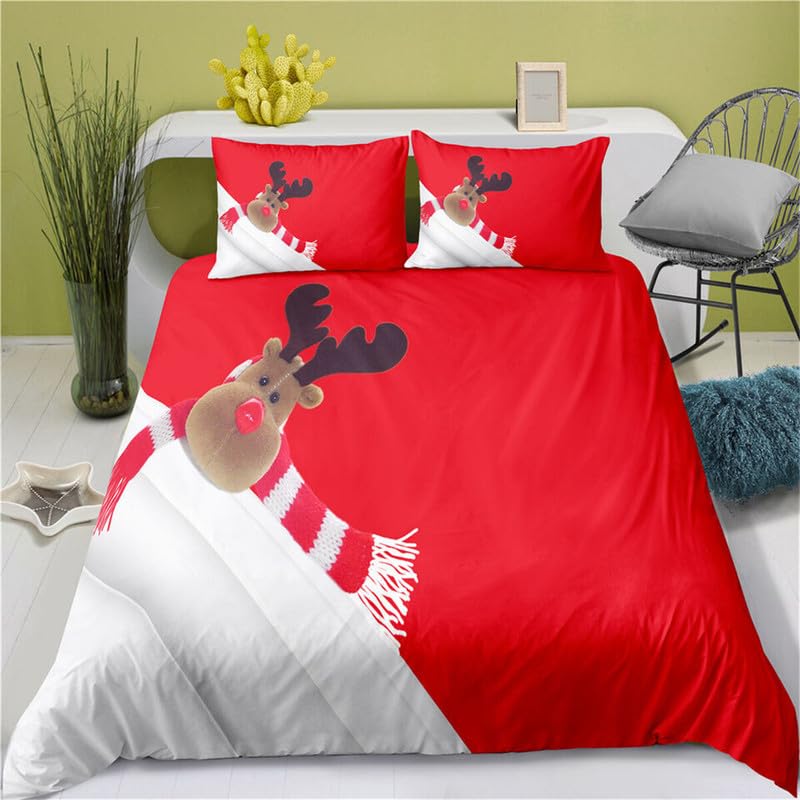 Funda nórdica alce rojo suave de microfibra 155x220cm el regalo de cumpleaños infantil ideal