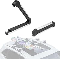 Gearantics 16.3" Ski & Snowboard Roof Rack with Lock - Fits 2 Pairs Skis or 2 Snowboards, Universal Crossbars, TPV Padding, Silver