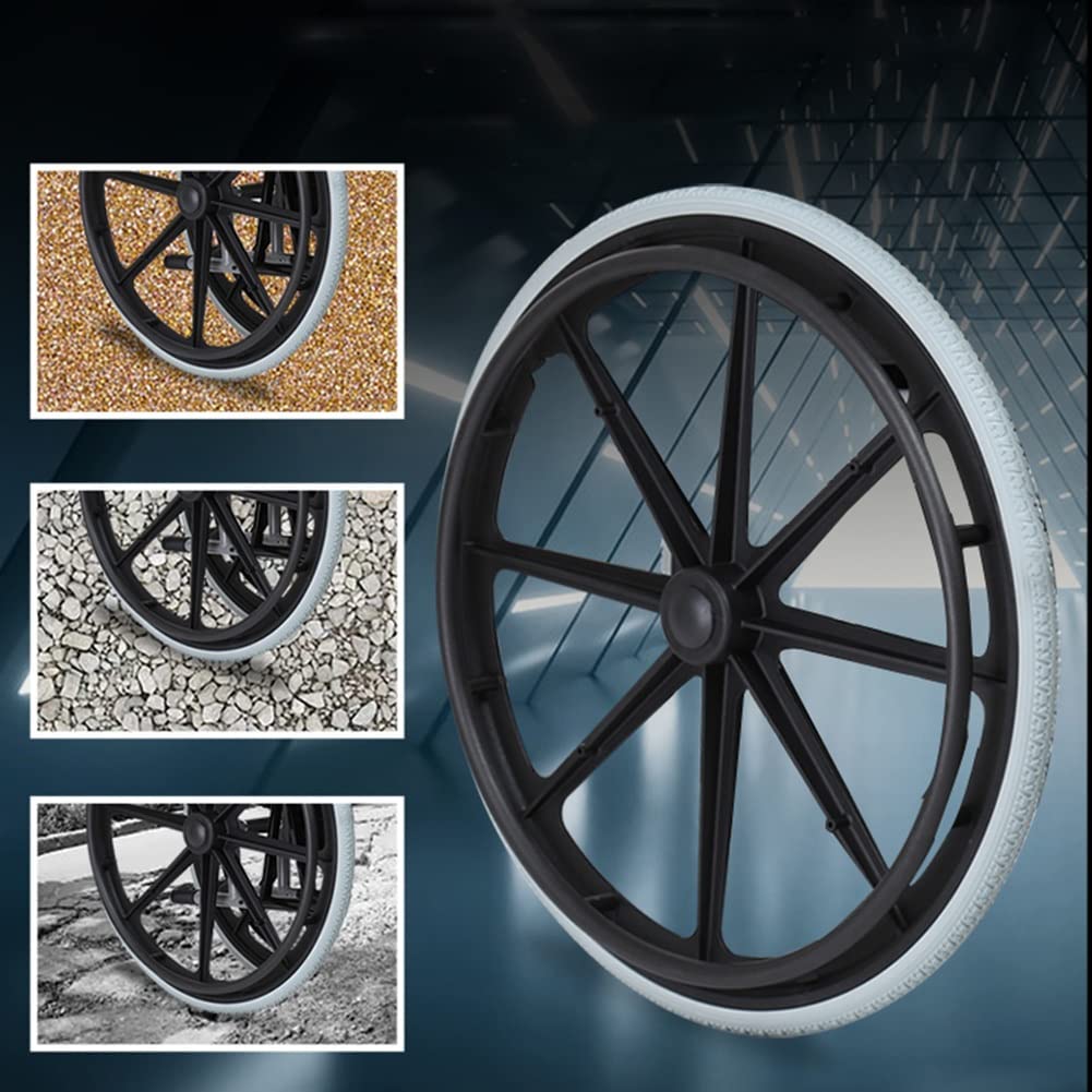 Reemplazo de llanta para Silla de Ruedas de 24 Pulgadas, Rueda Grande de Nailon Macizo con cojinetes, reemplazo de Rueda Trasera para Silla de Ruedas Manual para Personas Mayores