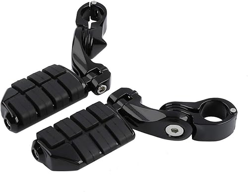 Miniatura 4 de TCT-MOTORPARTS Estriberas negras de 14 de pulgada y 1.25 pulgadas, para motocicleta en ángulo largo ajustable, aptas para Harley Davidson Touring