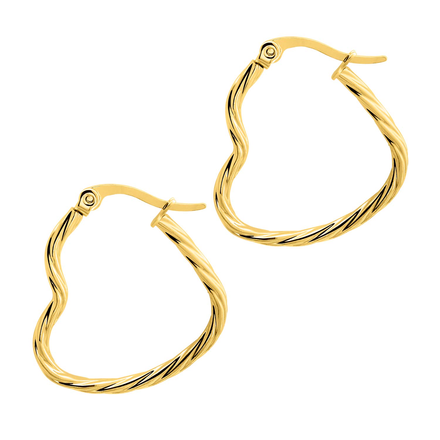 555Jewelry Stainless Steel Small Sparkly Twisted Wire Heart Hoop Earrings for Women