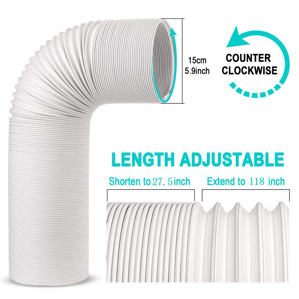 Tubo Flessibile del Condizionatore d'Aria Parti di Ricambio del Tubo Flessibile di Scarico Flessibile Universale Portatile Diametro 150mm Aadattatore per Climatizzatore Antiorario&senso orario