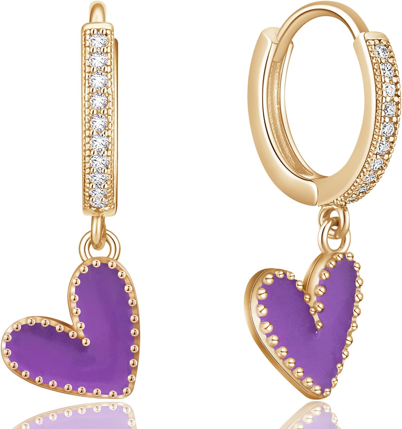 Unique Dainty Sparkly Crystal Red Heart Dangle Drop Earrings Elegant 14k Gold Chic Love Heart Huggie Hoop Earrings for Women Lover Statement Jewelry Christmas Valentine’s Day Gifts