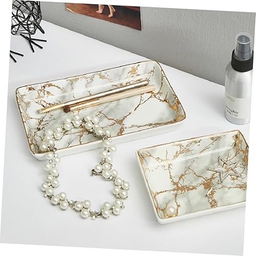 Miniatura 6 de PACKOVE Ceramic Trinket Tray Bandejas Decorativas Jewelry Trays Decor Tray Earring Tray Garnish Tray Decorative Serving Tray Ring Tray for Jewelry